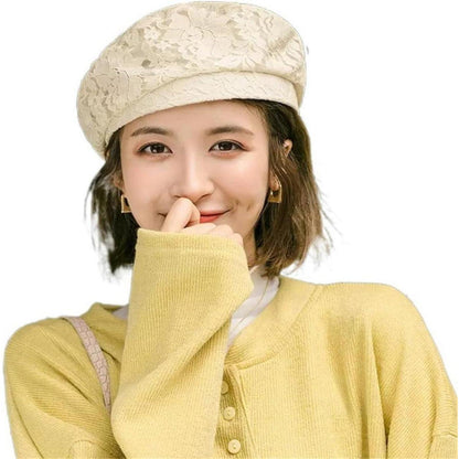 Damen Baskenmütze Spitze Sommer Beret Elegant Französisch