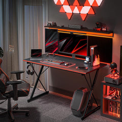 Gaming Tisch 80 x 50 cm Kohlefaser Schwarz Ergonomisch