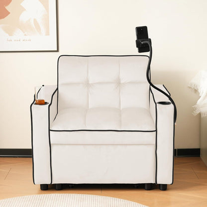 3-in-1 Schlafsofa mit Becherhaltern & Handyhalter – Beige B