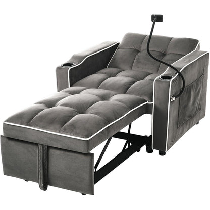 3-in-1 Schlafsofa mit Becherhaltern & Handyhalter – Dunkelgrau