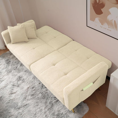 2-in-1 Schlafsofa mit verstellbarer Rückenlehne & goldenen Beinen (Beige)