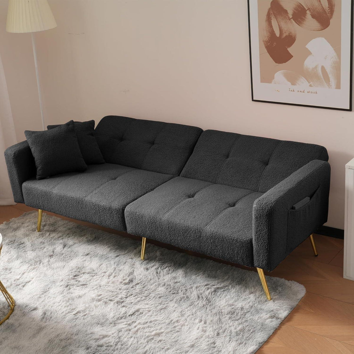 2-in-1 Schlafsofa mit verstellbarer Rückenlehne (Grau)
