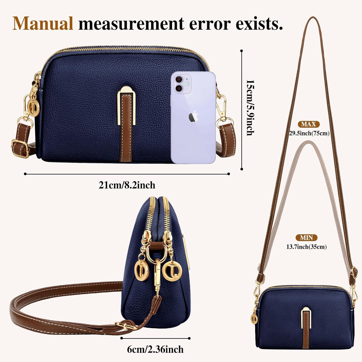 TEUEN Kleine Damen Umhängetasche Crossbody Leder Schultertasche