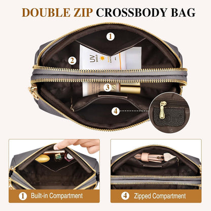 TEUEN Kleine Damen Umhängetasche Leder Crossbody