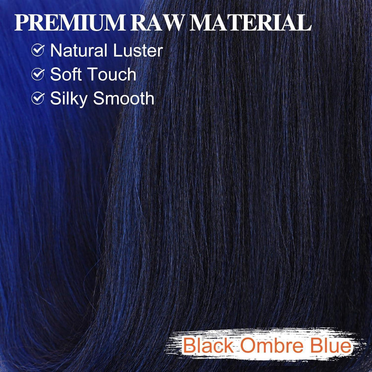 66cm Pre Stretched Braiding Haar 8er Set Ombre Blau