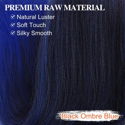 66cm Pre Stretched Braiding Haar 8er Set Ombre Blau