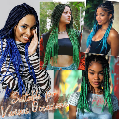 66cm Pre Stretched Braiding Haar 8er Set Ombre Blau