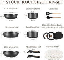 17-teiliges CAROTE Topfset mit abnehmbaren Griffen Schwarz