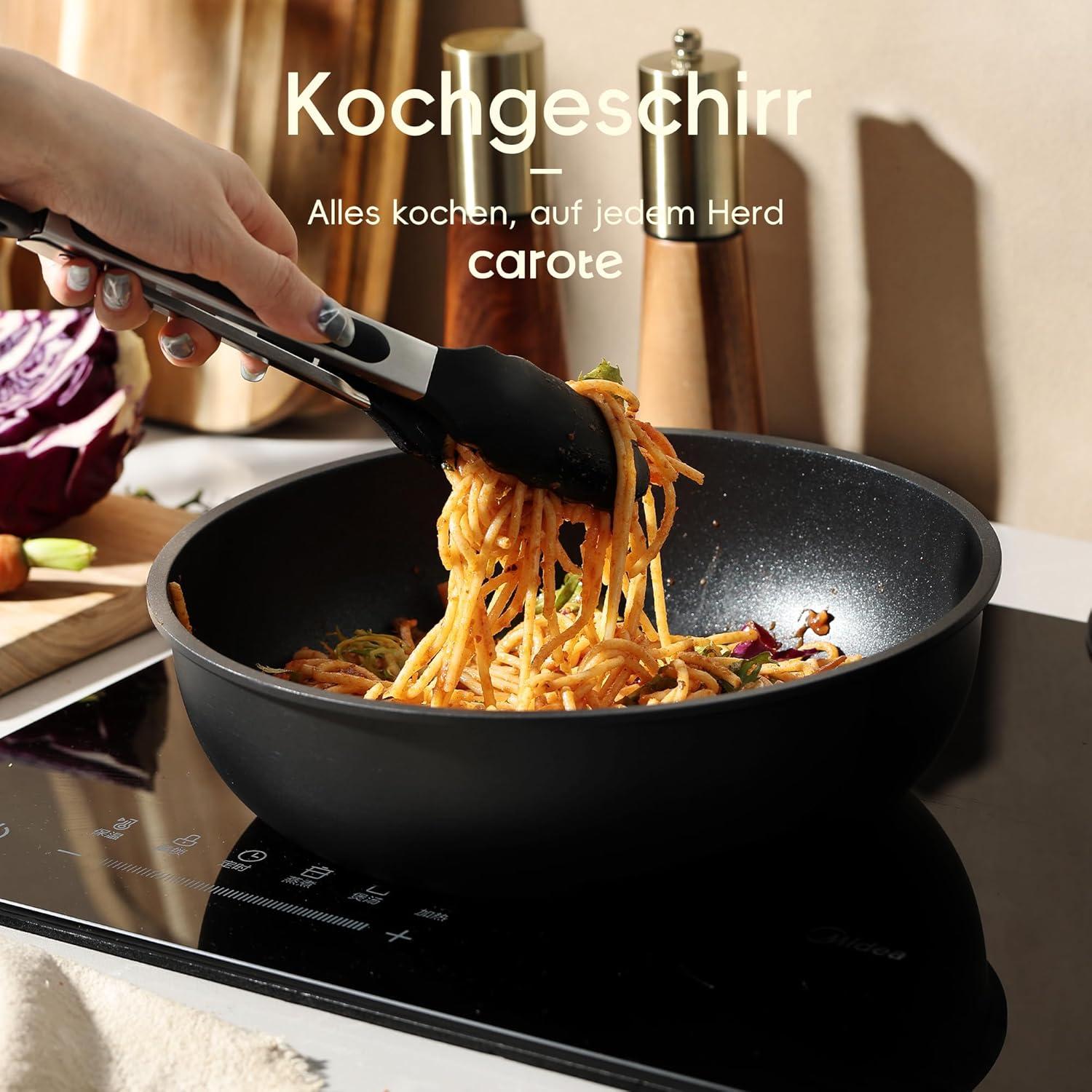 Carote 17tlg. Topfset mit abnehmbaren Griffen Antihaft Induktion Schwarz