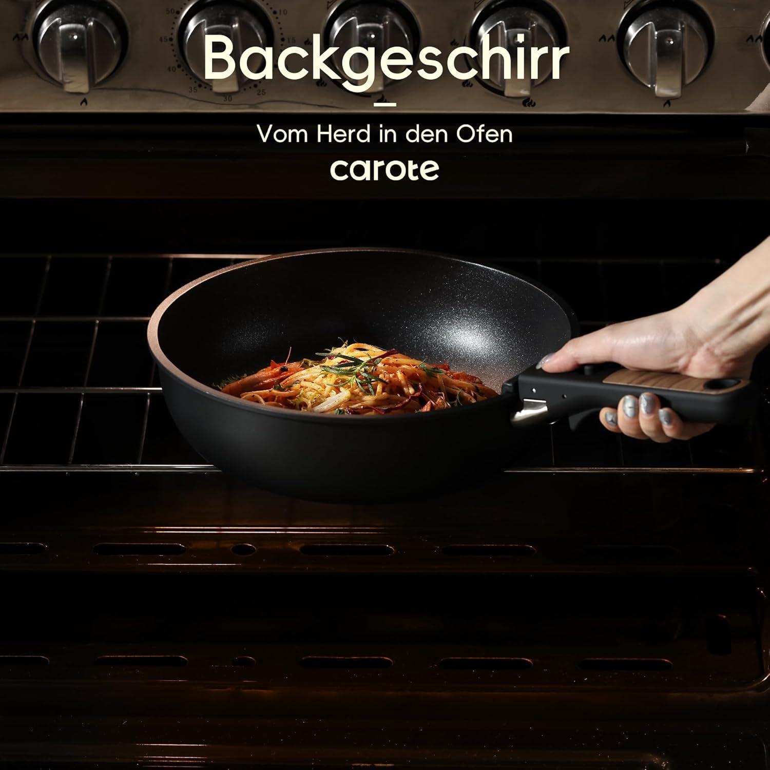 Topfset mit abnehmbaren Griffen 17-teilig, Antihaft Kochgeschirr Induktion Backofen Spülmaschinen sicher, platzsparendes PTFE/PFOA-frei