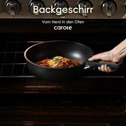 Topfset mit abnehmbaren Griffen 17-teilig, Antihaft Kochgeschirr Induktion Backofen Spülmaschinen sicher, platzsparendes PTFE/PFOA-frei