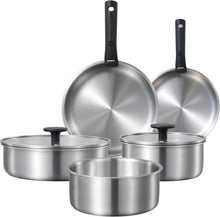 Topfset Edelstahl Induktion 12tlg abnehmbaren Griffen & Glasdeckel