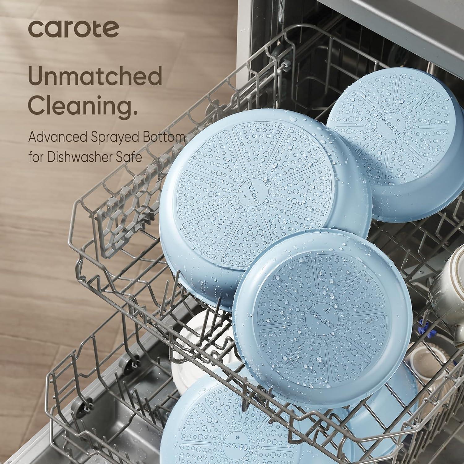 CAROTE Topfset 15-teilig abnehmbare Griffe Antihaft Induktion PTFE/PFOA-frei Blau