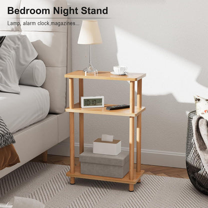 Beistelltisch Holz 3 Tier Schmal 40x18x61.5CM Stauraum Wohnzimmer Schlafzimmer Balkon