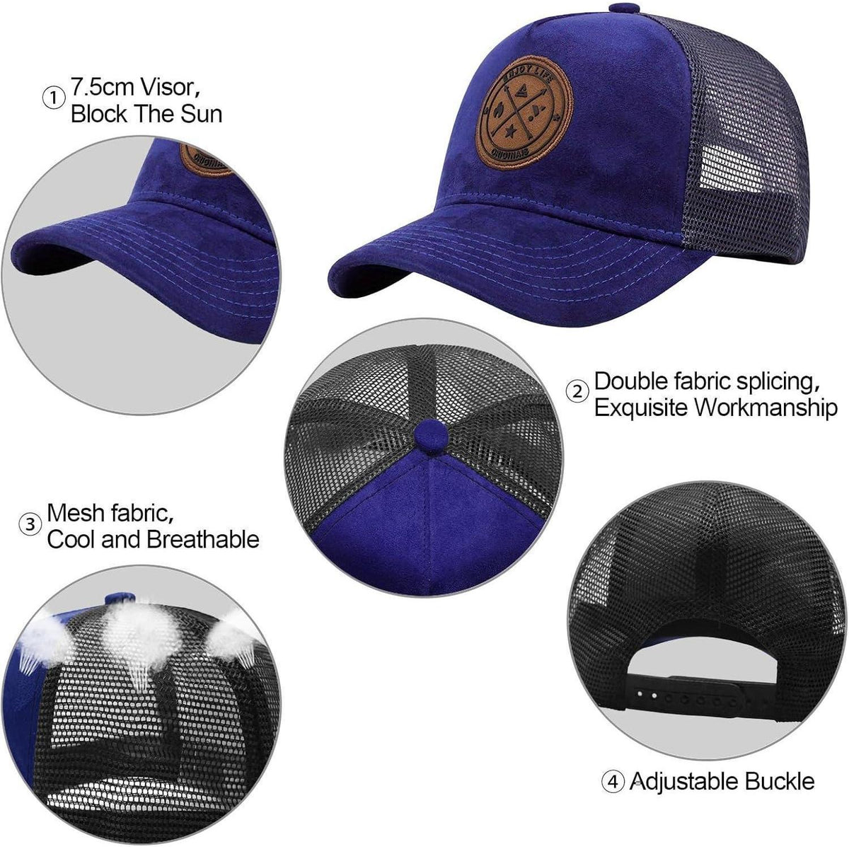 Baseballkappe Herren Blau, Einstellbar & Atmungsaktiv