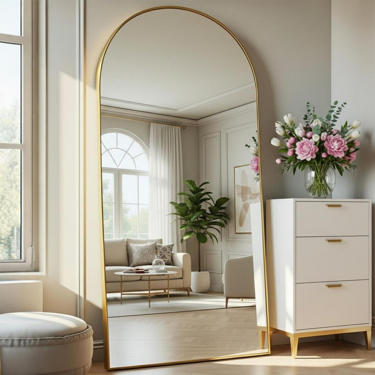 Ganzkörperspiegel Bogen 180x80 cm – Stand- & Wandspiegel Gold