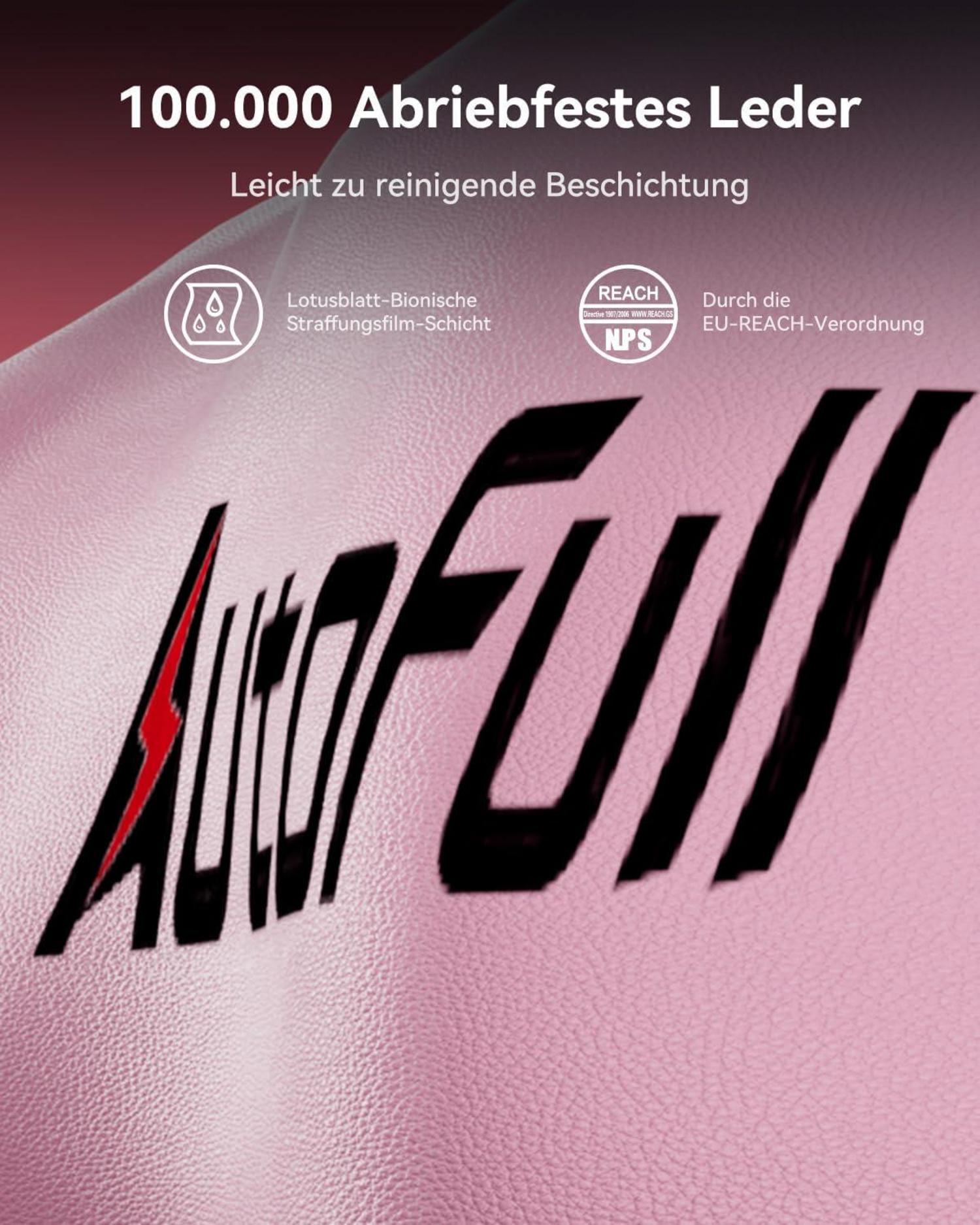 AutoFull C3 Gaming Stuhl Rosa Lordosenstütze Fußstütze