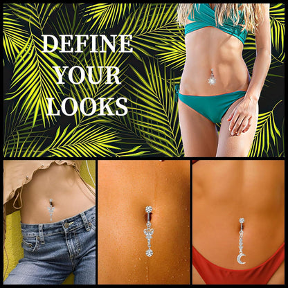 Fake Belly Button Piercing Kristallkugel Blumen Clip Anhänger