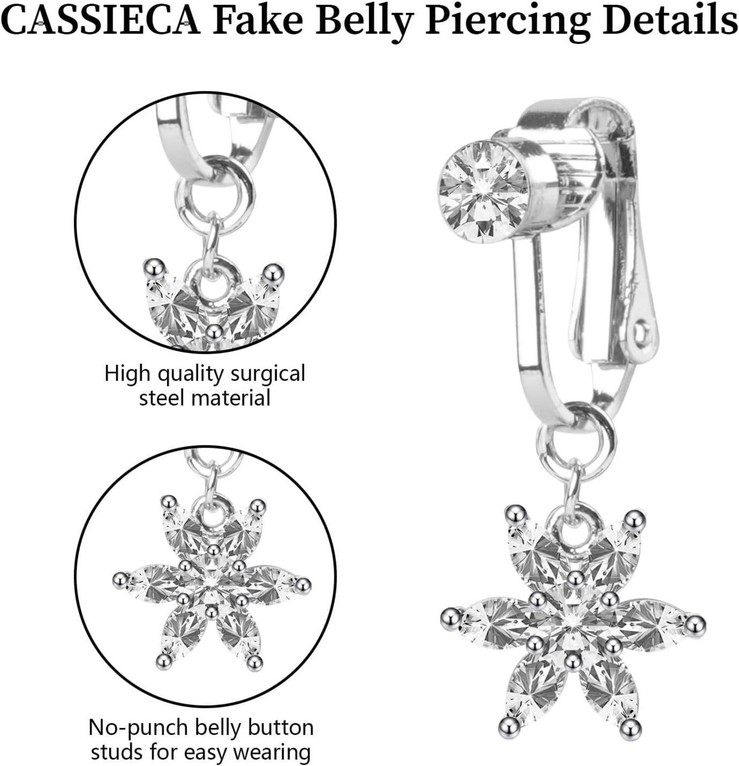 Fake Bauchnabelpiercing Chirurgenstahl Kristallkugel Blumen Nabel Piercing