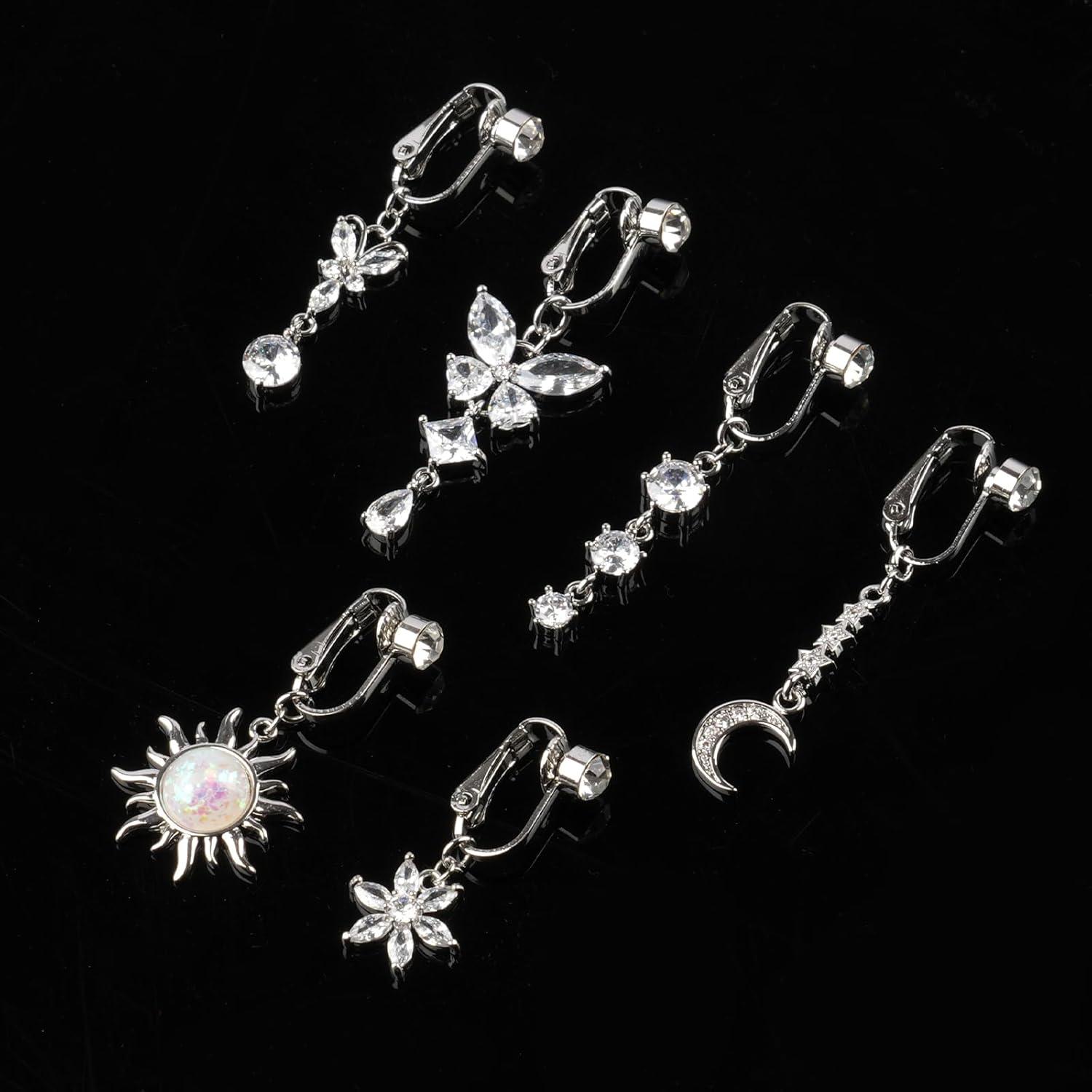 Fake Bauchnabelpiercing Kristallkugel Clip Blumen Nabel Piercing