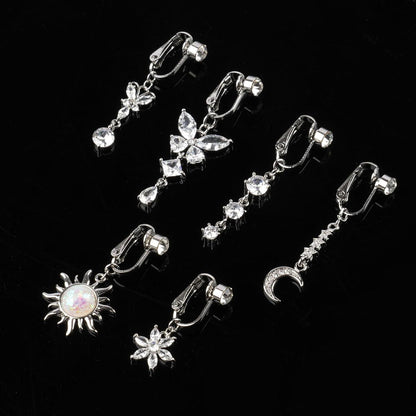 Fake Bauchnabelpiercing Kristallkugel Clip Blumen Nabel Piercing
