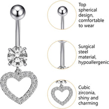 Bauchnabelpiercing Set 5 Stück Chirurgenstahl 14G Silber