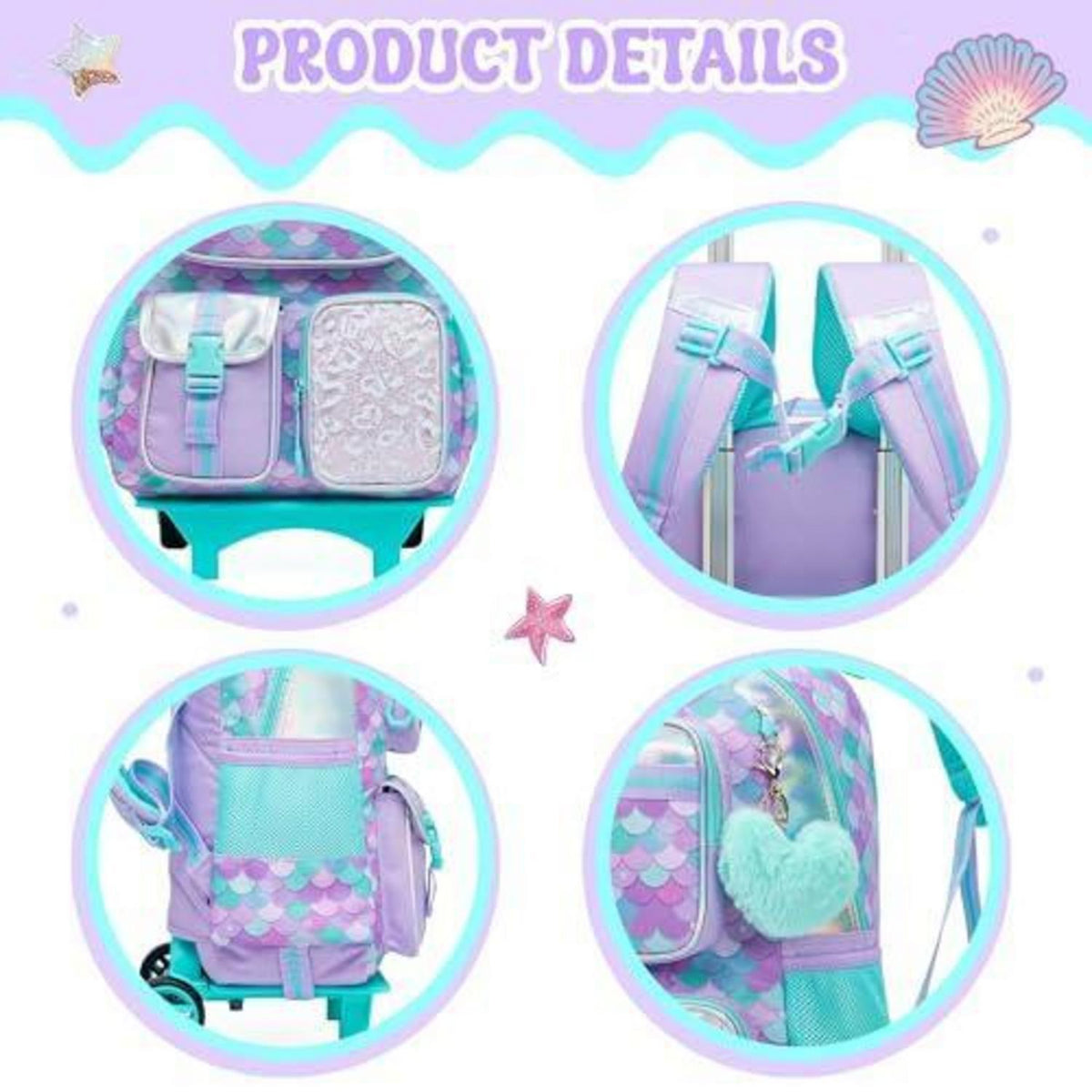 Rollrucksack für Mädchen mit Einhorn – 17 Zoll Reisegepäck