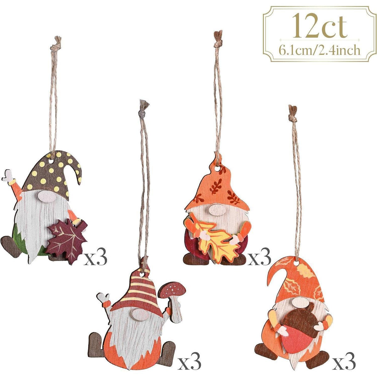 Holzanhänger Herbst Deko Zwerg Pilz Ahornblatt 12er Set