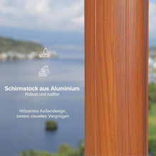 Alu Holzoptik Sonnenschirm 365 cm Doppeldach Ampelschirm
