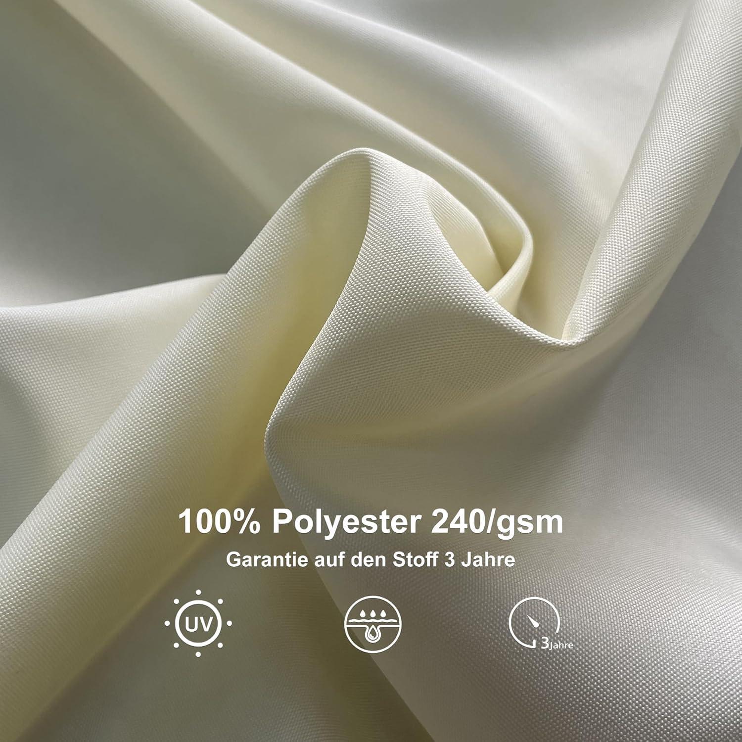 Ampelschirm Holzoptik 365cm Doppeldach Wasserabweisend UV50+ Cream