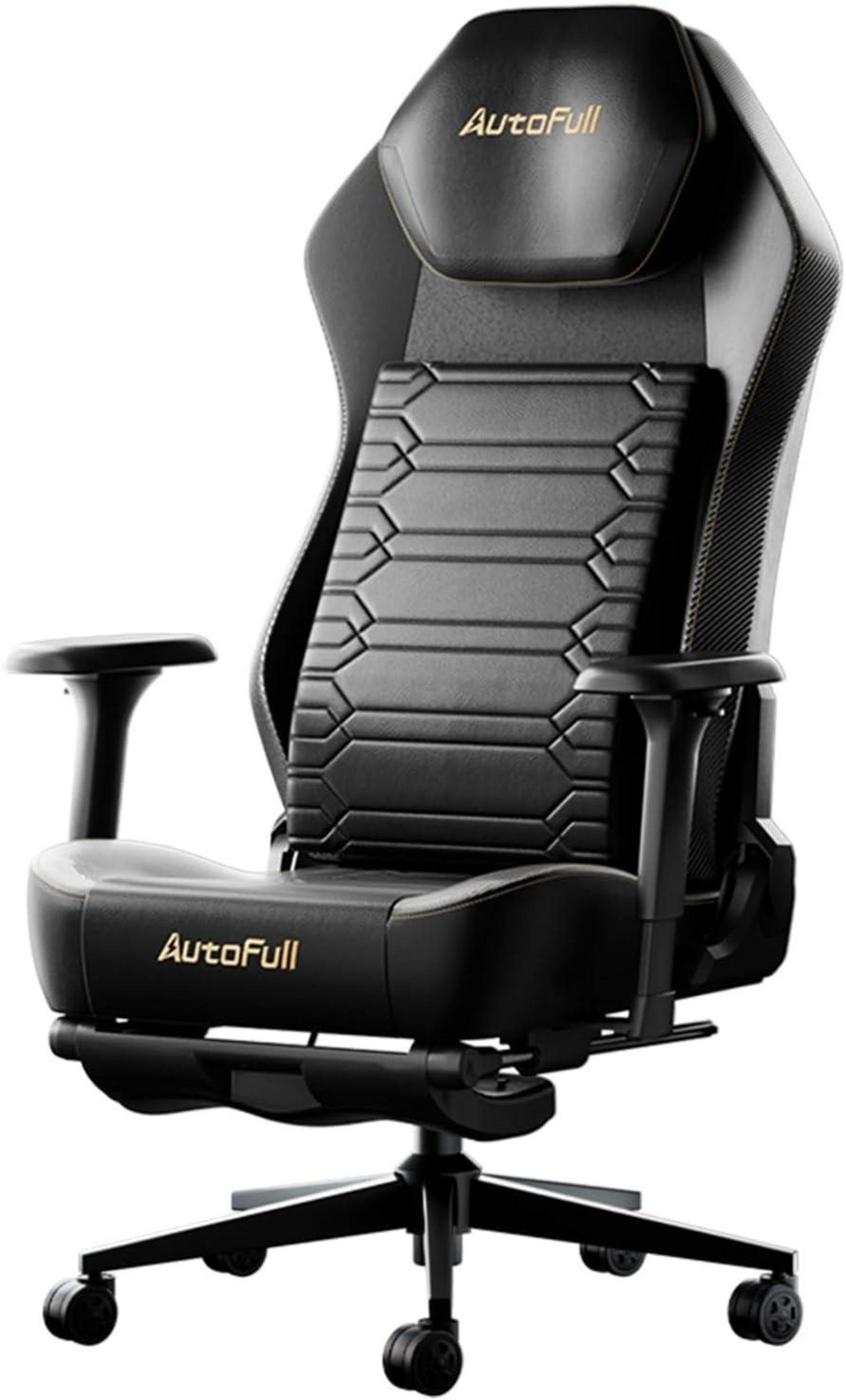 Ergonomischer Gaming Stuhl mit 4D-Armlehnen, Fußstütze & Lendenstütze