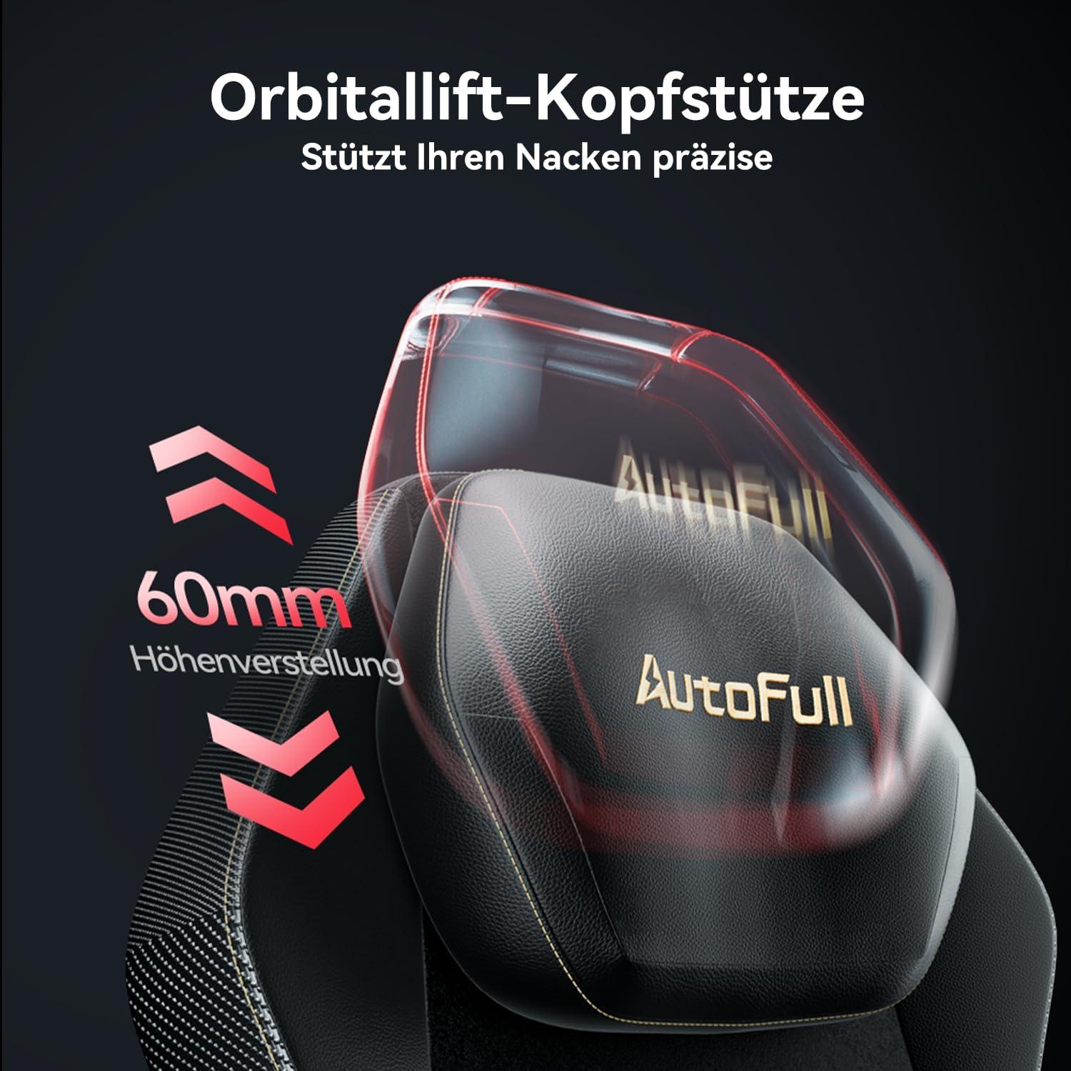 Ergonomischer Gaming Stuhl mit 4D-Armlehnen, Fußstütze & Lendenstütze