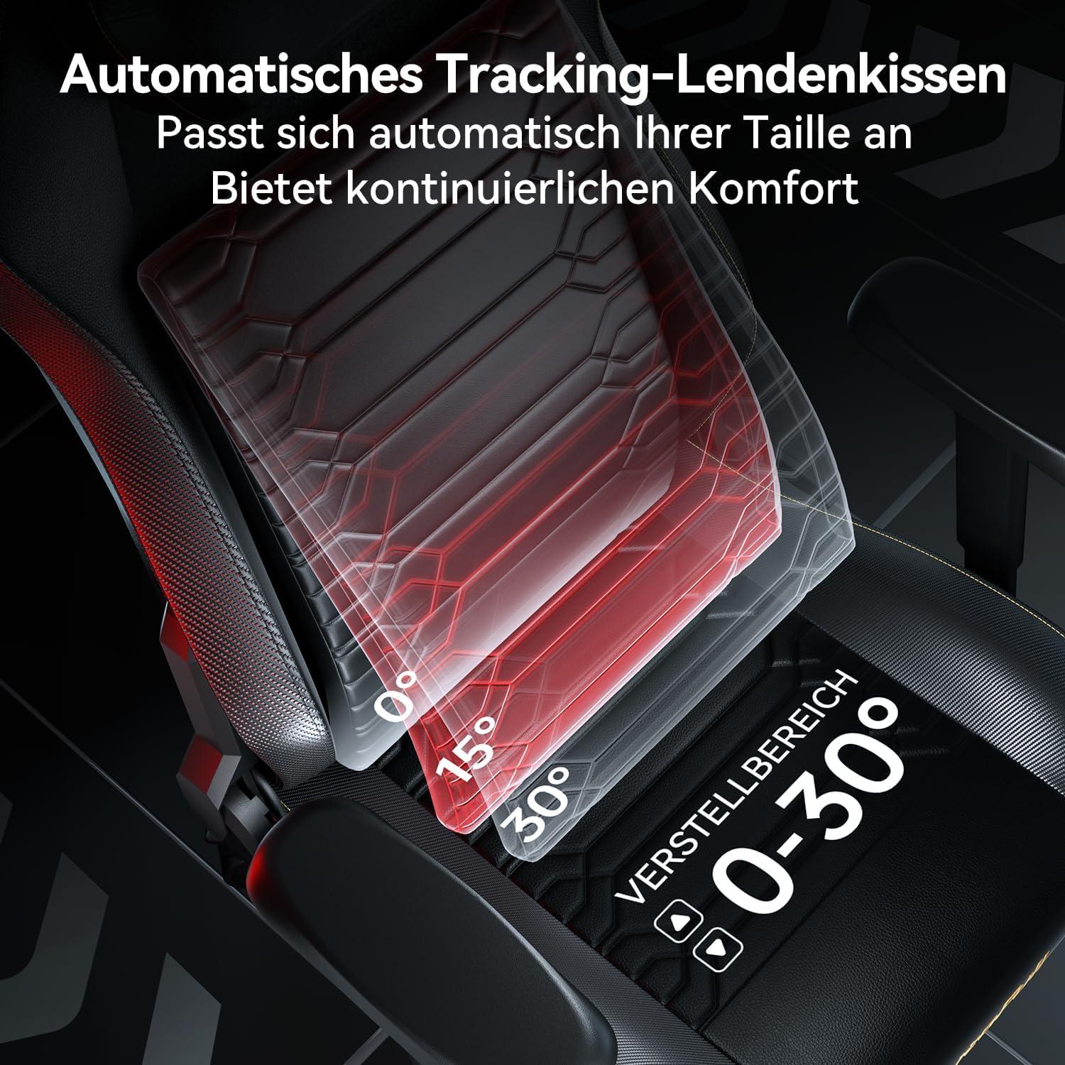 Gaming Stuhl AutoFull M5 mit Fußstütze, 4D-Armlehnen & Lendenstütze