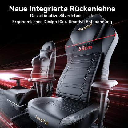 Gaming Stuhl mit Lendenstütze, 4D-Armlehnen, Fußstütze