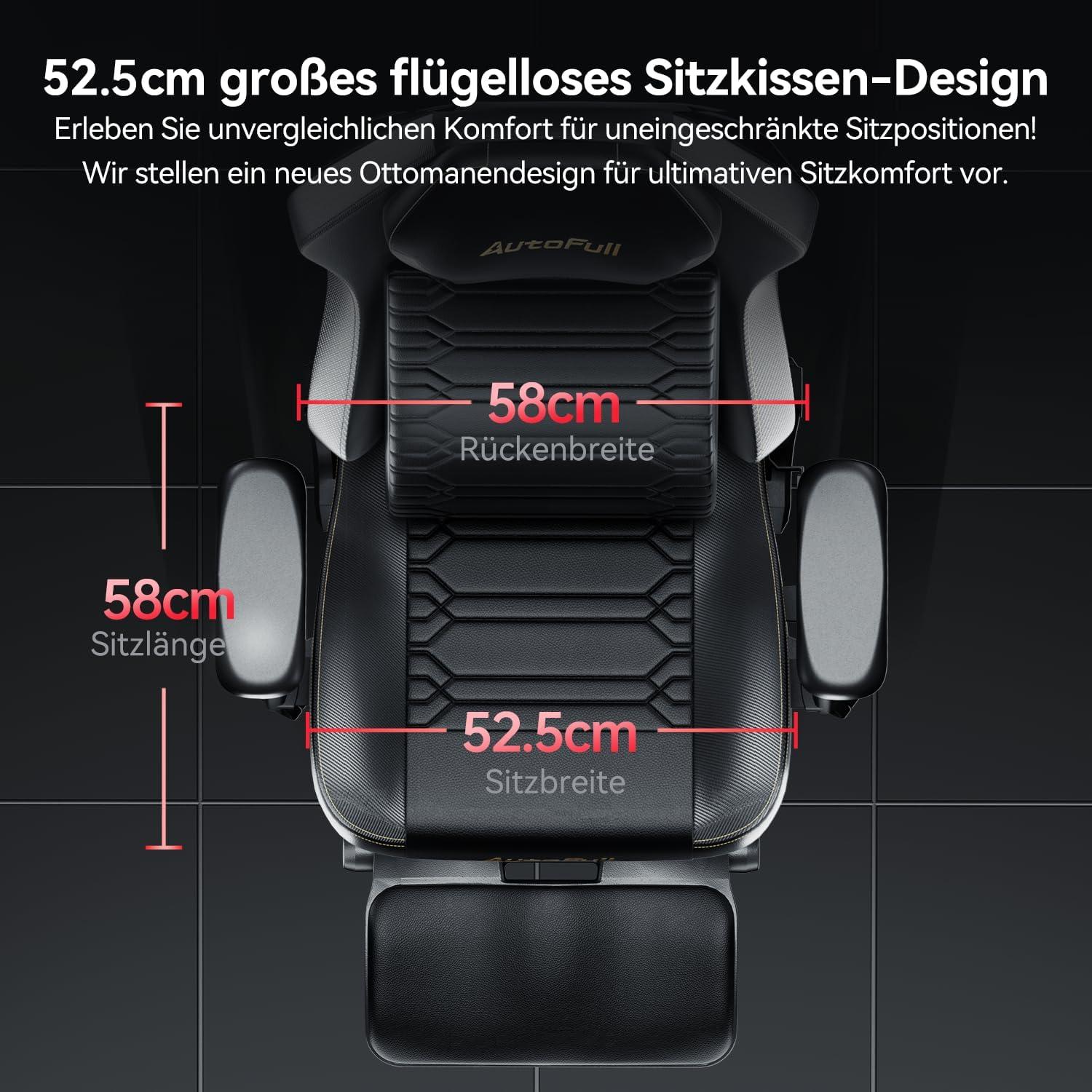 Gaming Stuhl AutoFull M5 mit Fußstütze, 4D-Armlehnen & Lendenstütze