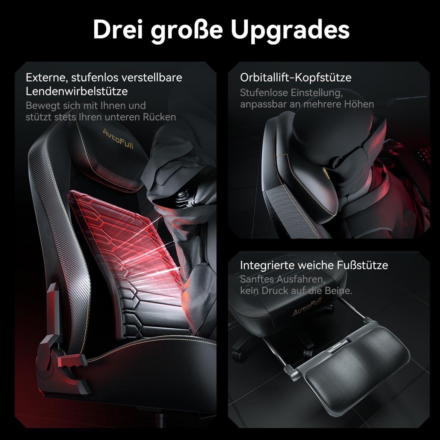 AutoFull M5 Ergonomischer Gaming Stuhl mit Lendenstütze & Fußstütze