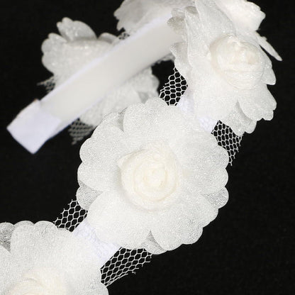 Haarreif Mädchen Blumen Haarschmuck Weiß Glitzer Stirnband 3D Blüten