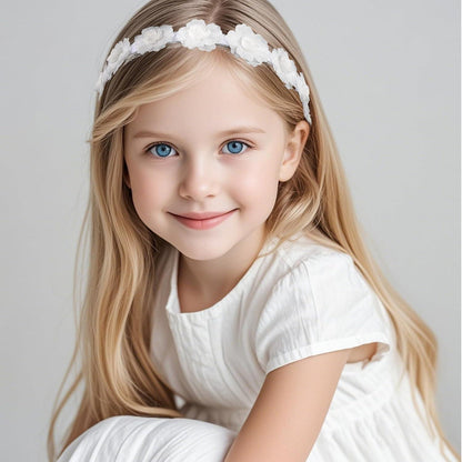 Haarreif Mädchen Blumen Haarschmuck Weiß Glitzer Stirnband Prinzessin