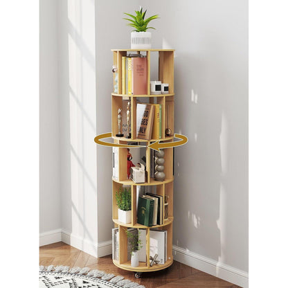 Drehbares Bücherregal 165,5 cm – 5 Etagen, Eckregal & Mobil