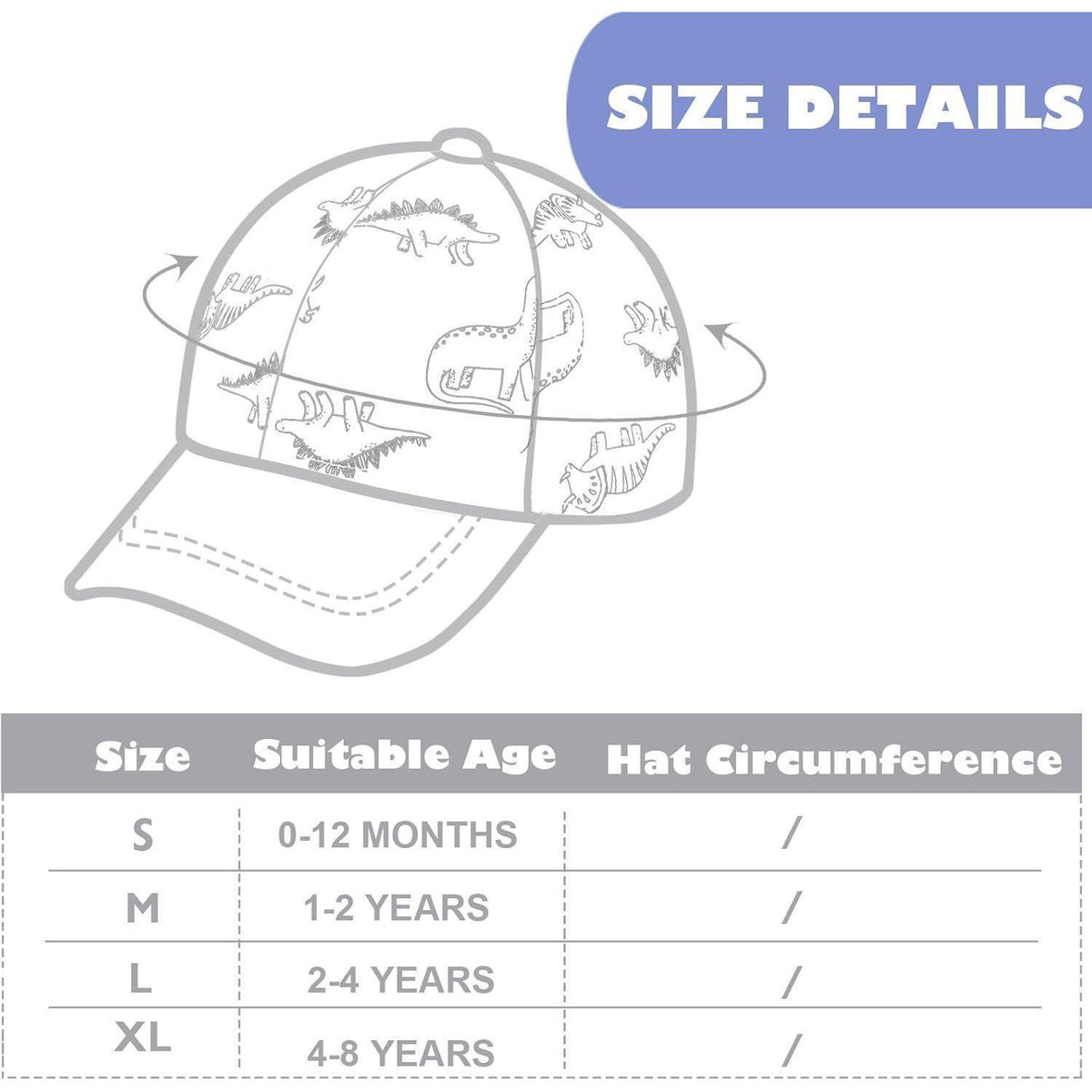 Baby Baseballmütze Dinosaurier – Unisex Mütze für Jungen & Mädchen 2-4 Jahre