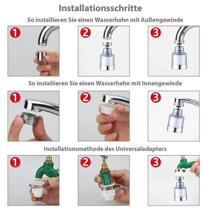 Wasserhahn Entkalker 2er-Set mit 8 Filtern & 360° Drehung