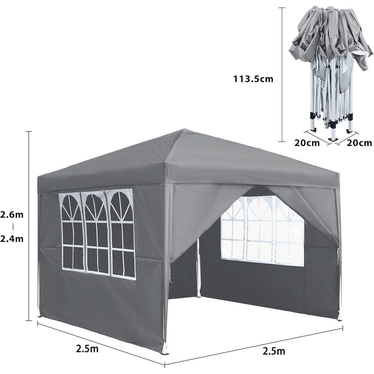 Faltbarer Pavillon 2.5x2.5m – Wasserdicht & UV-Schutz für Garten & Party