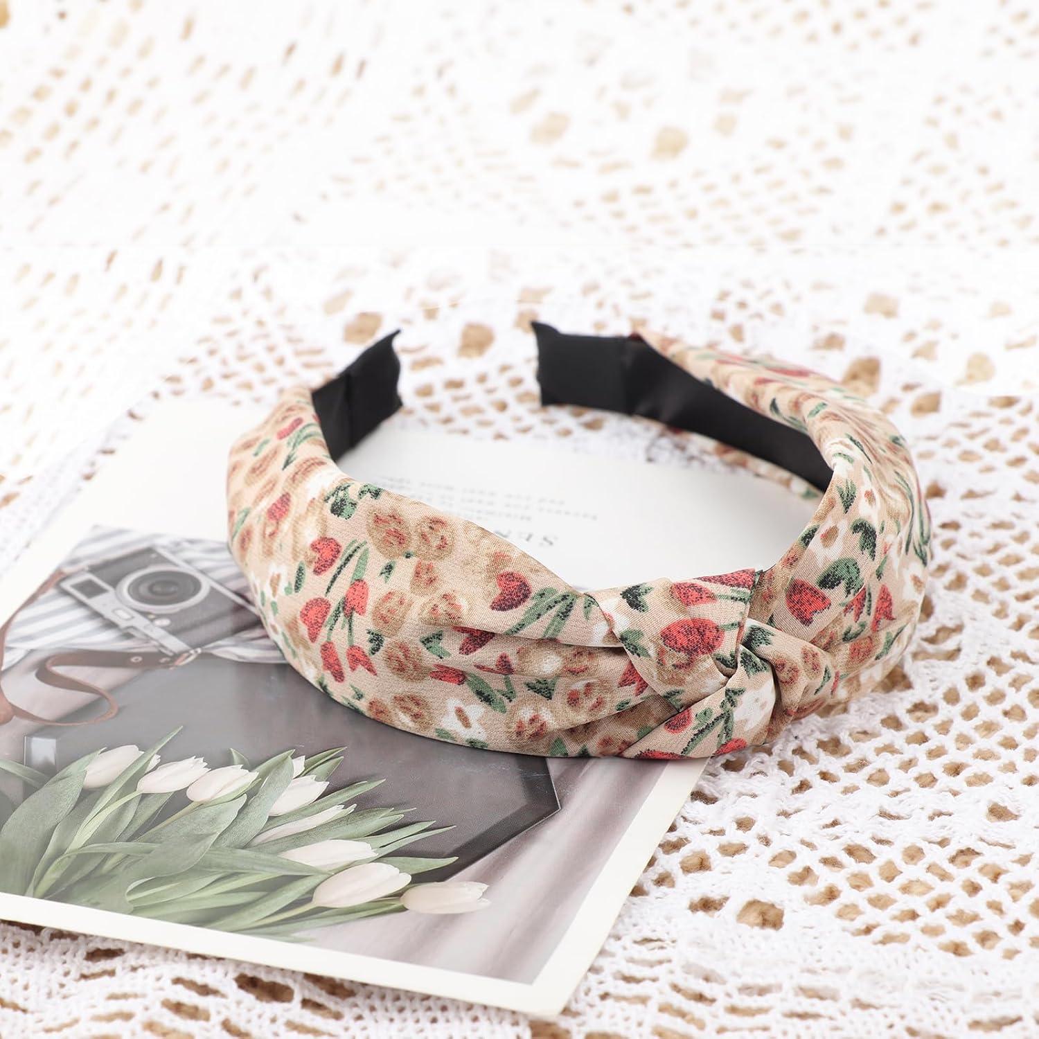 Haarreifen Damen Mädchen 4er Pack Stirnband Boho Haarbänder Floral