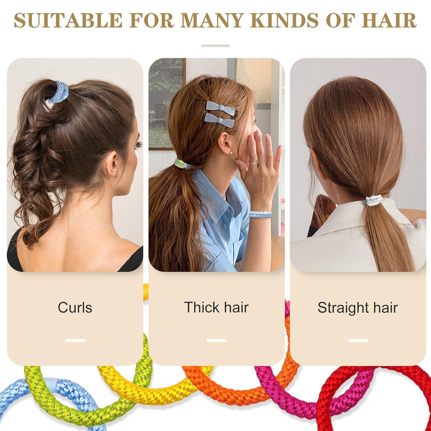 8er Pack Elastische Haargummis Mädchen Damen Mehrfarbig - Für dickes & lockiges Haar