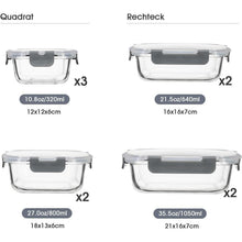 18tlg. Glas Frischhaltedosen Set luftdicht & auslaufsicher