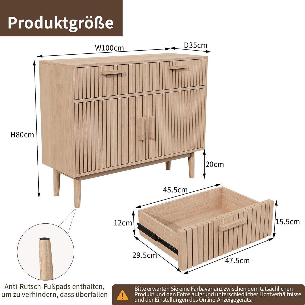 Rustikales Farmhouse Sideboard mit 2 Schubladen & Tür