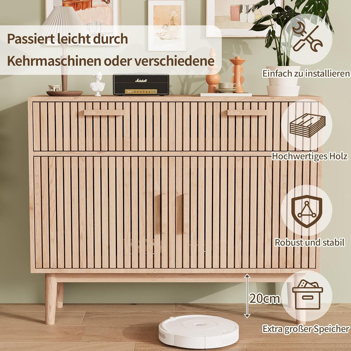 Rustikales Farmhouse Sideboard mit 2 Schubladen & Tür