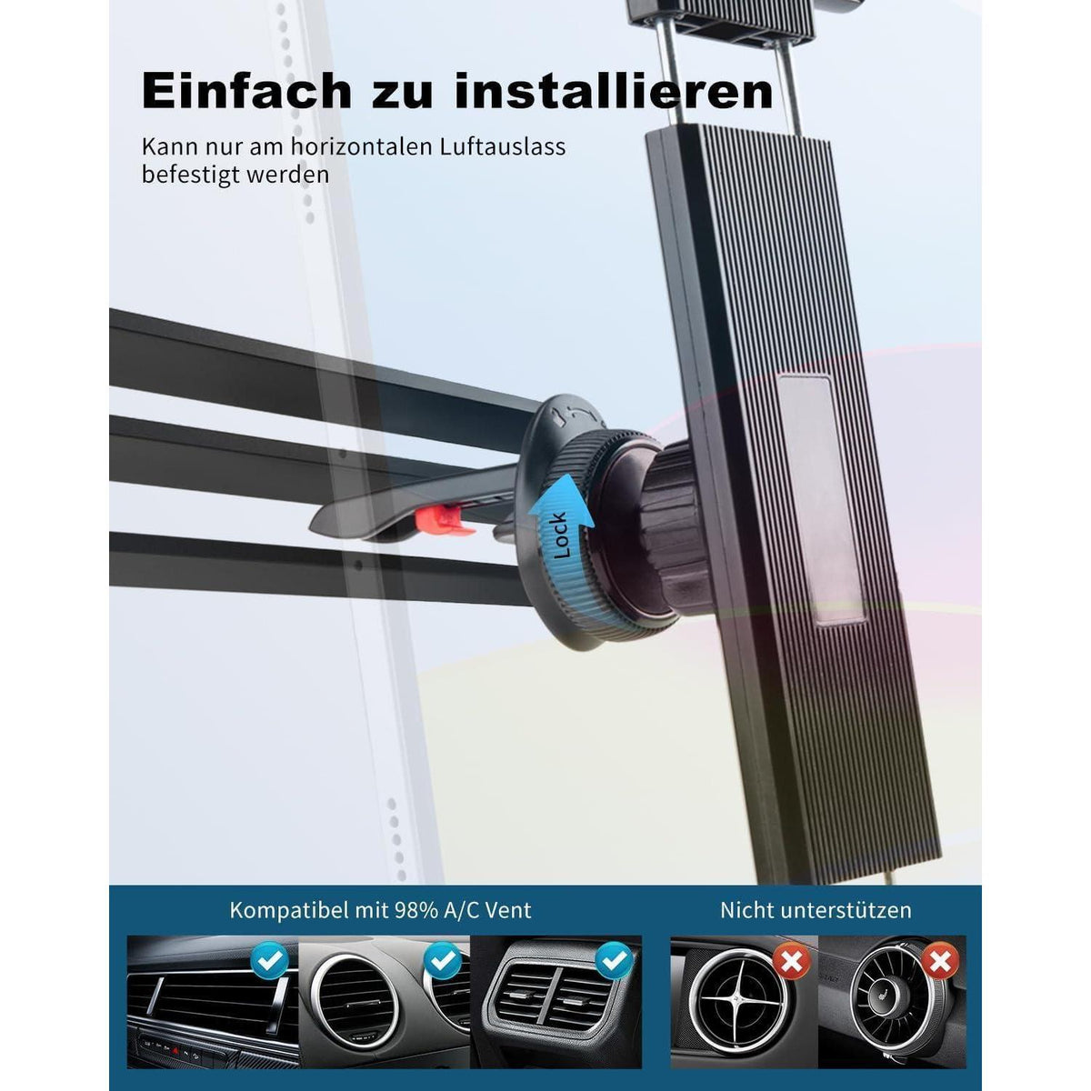 Auto Tablet Halterung Lüftung, 360° Drehbar & Stabil