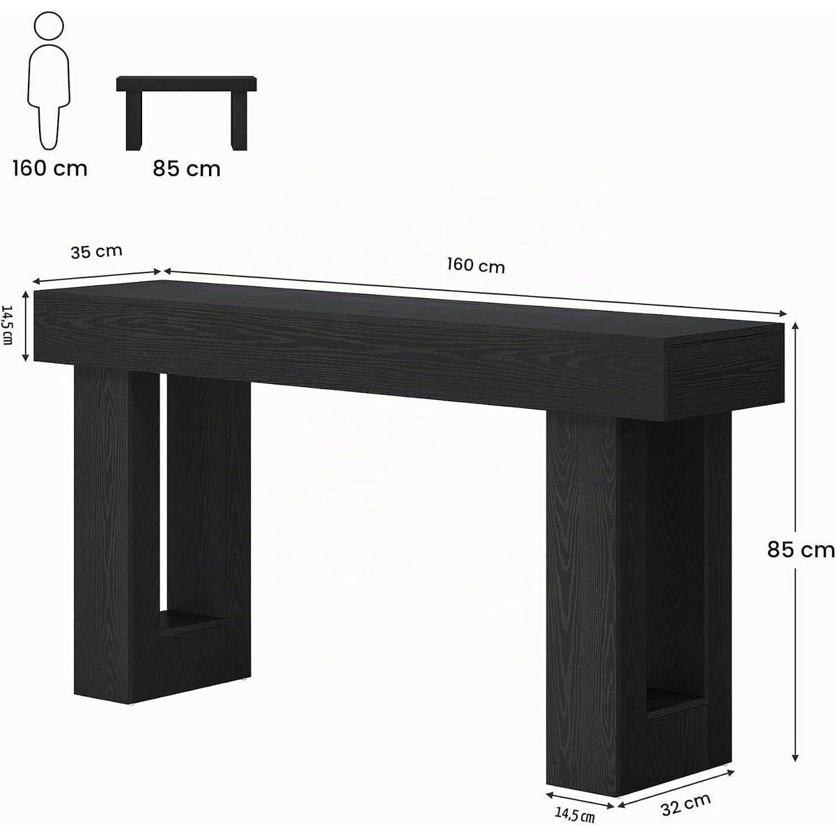 160 cm Konsolentisch Landhausstil – Schwarz