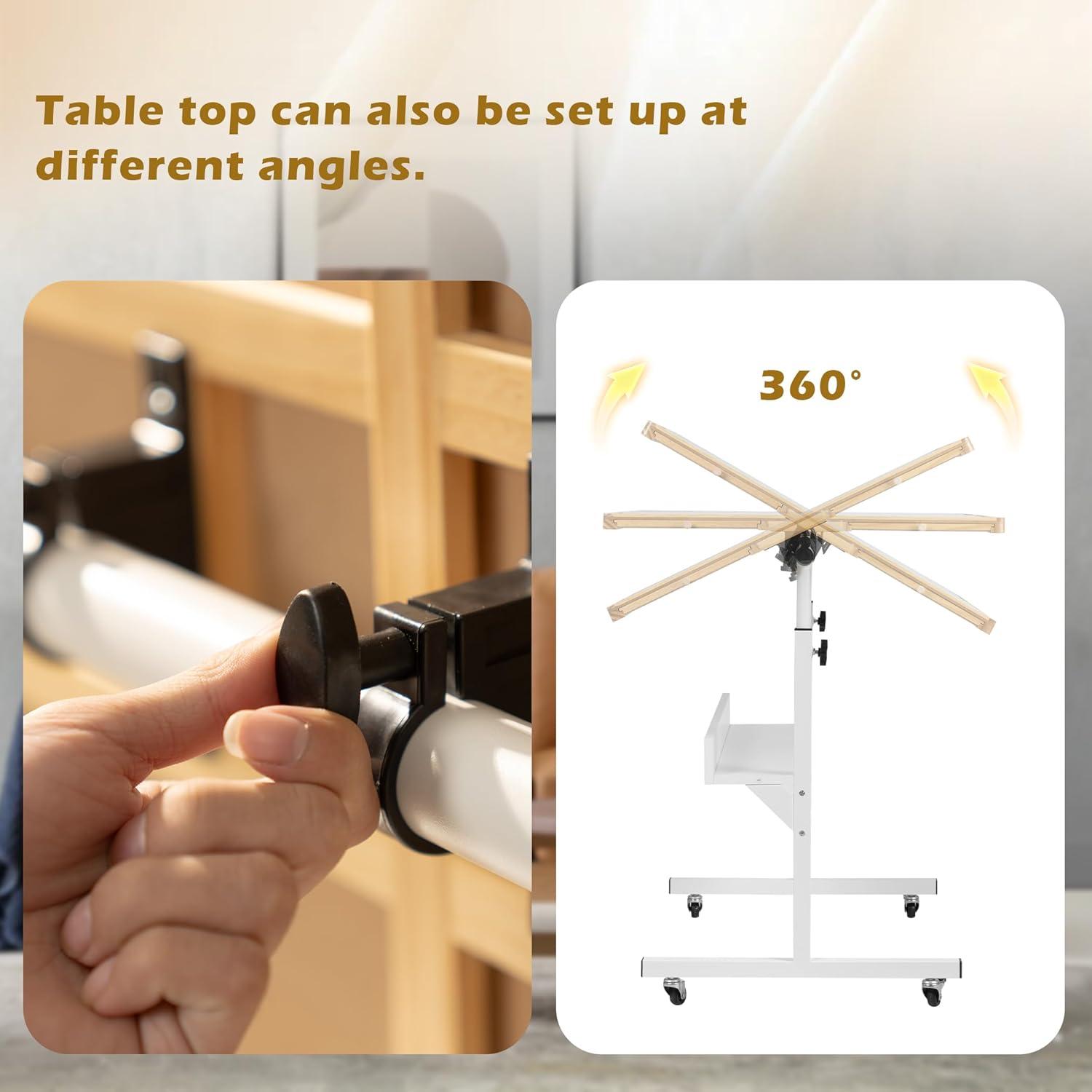 Puzzletisch mit LED-Licht und Winkelverstellung, Holzplateau, Rollenrädern